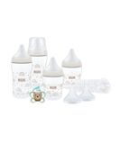 NUK Perfect Match Perfect Start Babyflessen Set | 0-6 M | 4 x Anti-Koliek Voedingsflessen (150ml, 260ml), 2 x Spenen, 1 x Perfect Match Luchtfopspeentjes, 1 x Flessenborstel | Regenboog | 8 Stuks