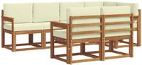 vidaXL - Hoek loungeset - 7 zitplaatsen - Natuurlijk en crème - Acacia hout