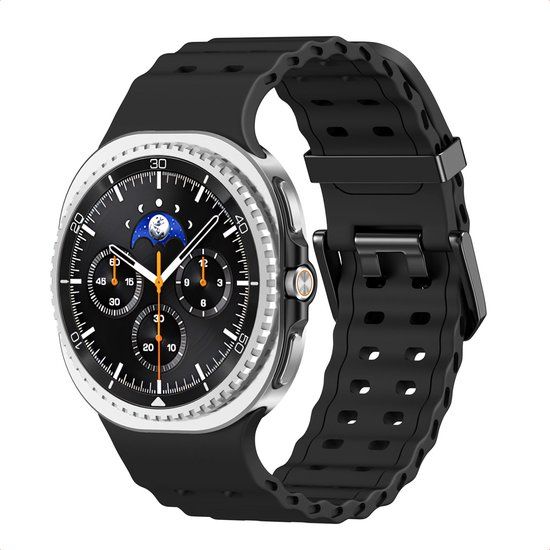 imoshion Ocean Siliconenband voor de Samsung Galaxy Watch 9 (40/44mm) / Watch 8 (40/44mm) / Classic (46mm) - Zwart
