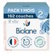 BIOLANE - Couches Bébé Taille 2 (3-6 kg) - Pack 1 Mois - 162 couches