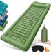 Unyqoos® Matelas de camping autogonflant, 200x70x12 cm, avec oreiller intégré et pompe à pied, recouvert de nylon 40D avec revêtement TPU