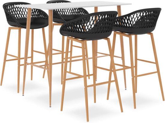 vidaXL 5-delige Barset wit en zwart