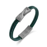 Police Contorto Groen gevlochten lederen armband voor heren
