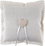Santex Ringkussentje - jute look - creme wit - 15 x 15 cm - bruiloft/huwelijk trouwringen kussentje