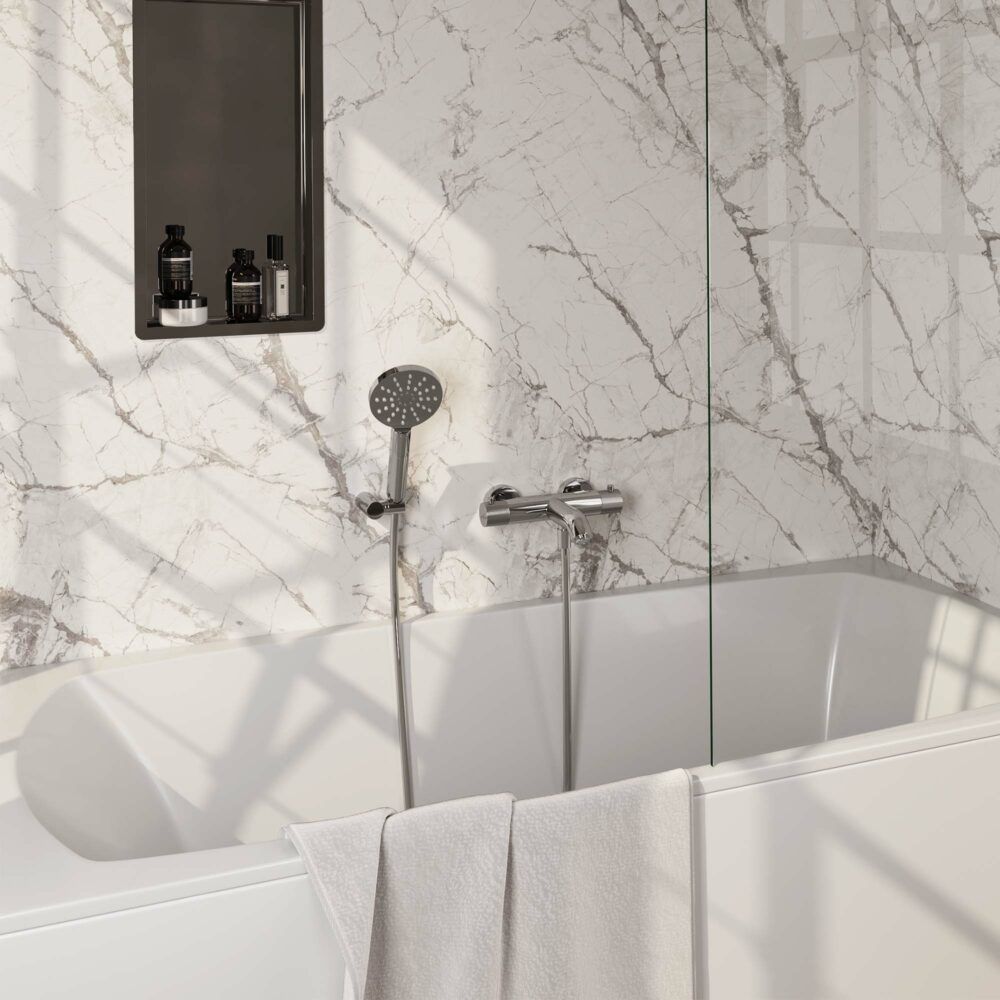 Brauer Chrome Carving opbouw baddouche met ronde handdouche chroom - 8720359389473