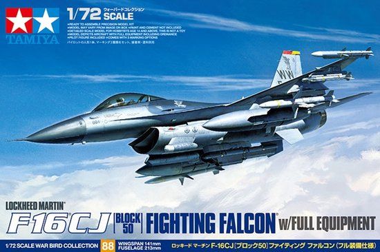 Tamiya Modelbouwpakket Militaire voertuigen - 60788 Lockheed Martin F-16CJ Block 50 Fighting Falcon met Volledige Uitrusting - Straaljager Plastic - 1:72 - Modelbouw