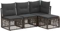 vidaXL Tuinbank Set 4-zits Poly Rattan Grijs