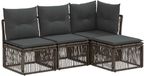 vidaXL Tuinbank Set 4-zits Poly Rattan Grijs