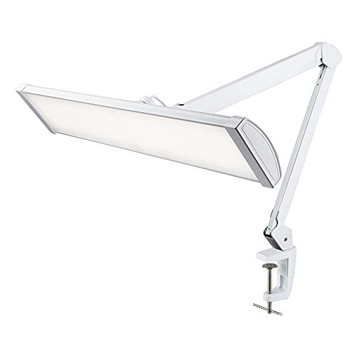 Neatfi 3,500 Lumens Ultra LED Touch Control-taaklamp met klem, 45W superheldere bureaulamp, 270-delige SMD LED, 26 inch brede lamp, 5 helderheidsniveaus, dimbaar, oogverzorgende LED-lamp (Wit)