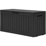 DWVO 270L Outdoor Hars Dekbox met Wielen, Waterdichte Tuin Opbergdoos voor Terraskussens, Sportuitrusting & Tuingereedschap, Afsluitbaar, Zwart