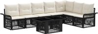 vidaXL Tuinbank Set 8 st Zwart en Crème Wit Polyrattan