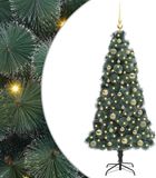 vidaXL Kunstkerstboom met verlichting en balset groen 150 cm