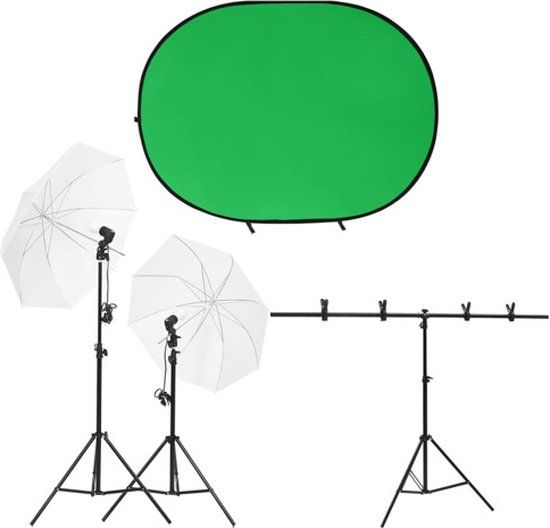 vidaXL Fotostudioset met verlichtingsset en achtergrondscherm