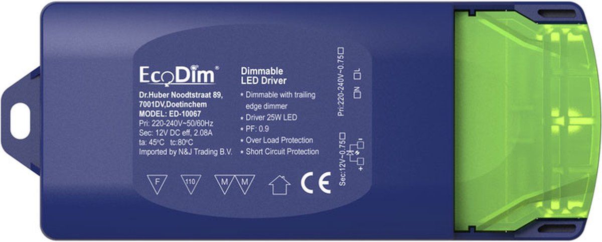 EcoDim LED Driver/Trafo 12V DC Dimbaar 0-25W - Blauw