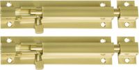 AMIG schuifslot/plaatgrendel - 4x - messing - 4 x 2.55 cm - koper/goudkleur - gepolijst - deur - poort