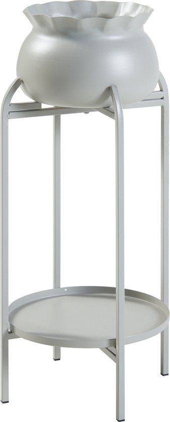 en.casa Plantenstandaard Altena - 80.5x40x40 cm - Lichtgrijs - Metaal