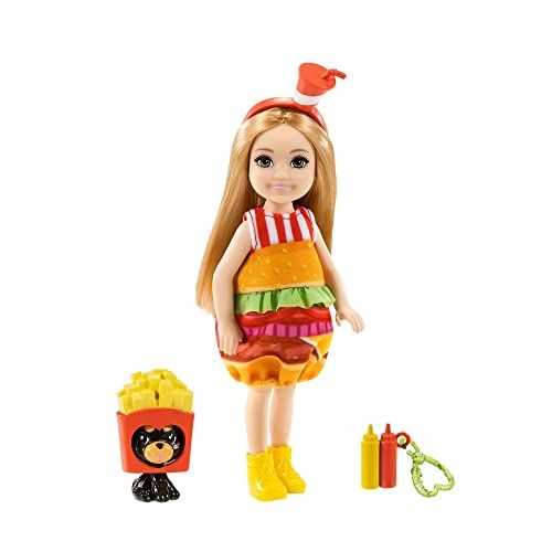 Barbie Club Chelsea - Meisje met Hamburger Jurkje - 15 cm - Geel