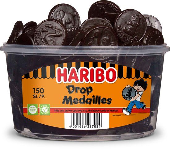 Haribo Drop Medaille - drop - 150 stuks silo