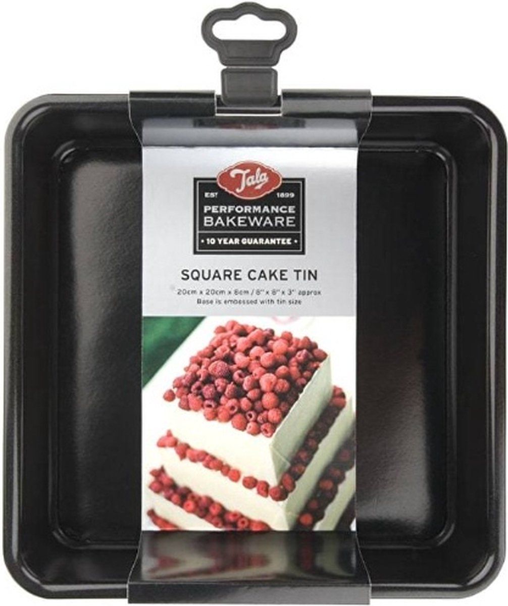 Tala Vierkante Bakvorm, Losse Bodem, 20 cm - Zwart