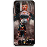 Maniacase Hoesje voor Samsung Galaxy A57 Verstappen bliksem Formule 1 F1-helm