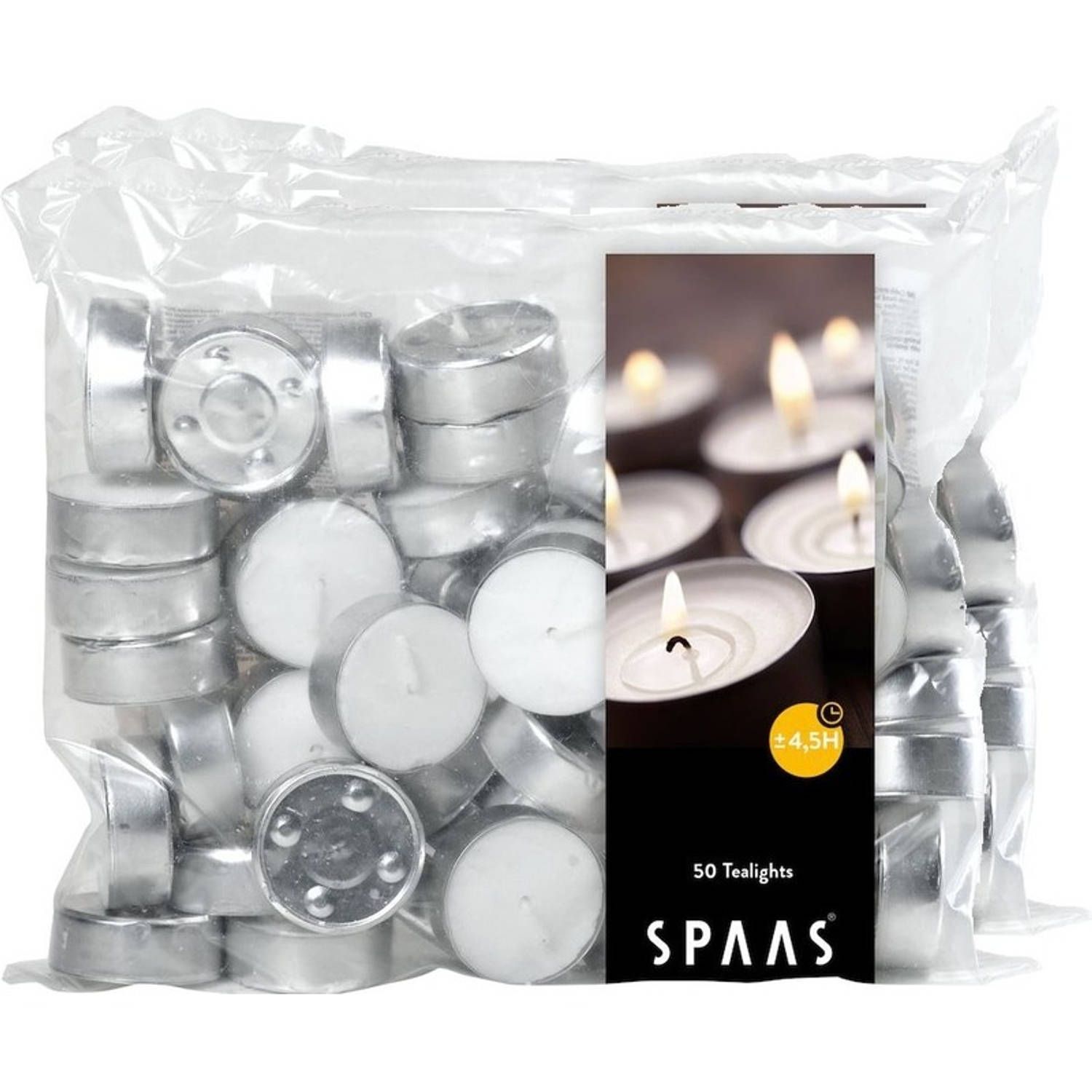 Spaas Clearlights Waxinelichtjes - 100 Stuks - Wit - 4,5 Branduren