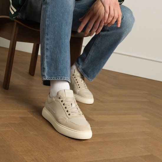 Manfield - Heren - Grijze suède sneakers - Maat 42