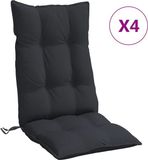 vidaXL Stoelkussens 4 st hoge rug oxford stof zwart