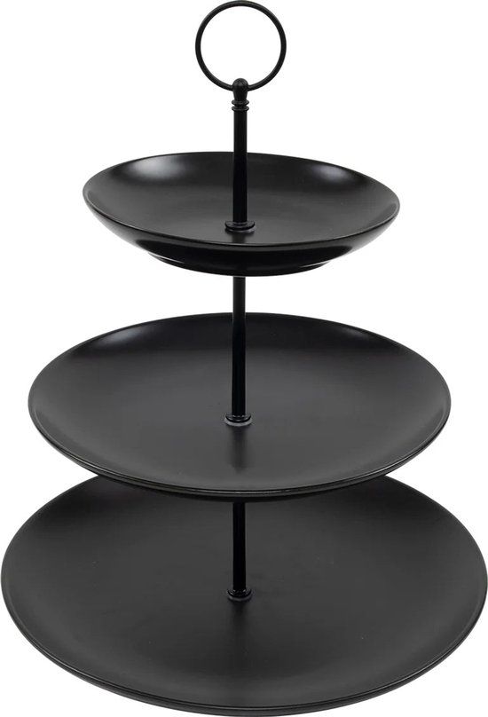Cookinglife Etagère Zwart – Ø 16, 21 & 26 cm – 3-Laags – 32 cm Hoog