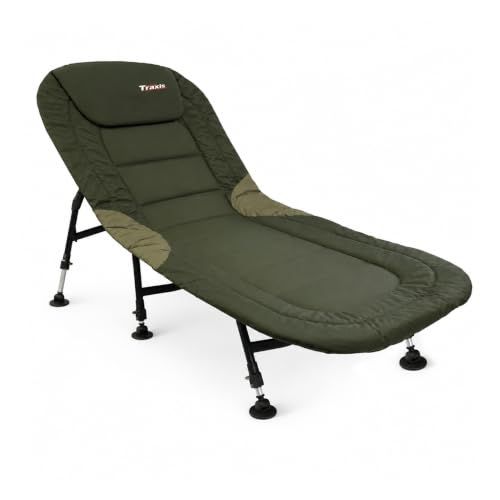 Traxis Flat-Bed Kampeerbed - Opvouwbaar - Ligbed - Veldbed - Visbed - Verstelbaar - Karper Stretcher - Bedchair - Groen