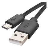 EMOS 2m zwart Micro-USB naar USB-A 2.0 kabel voor snelle oplading en gegevensoverdracht, compatibel met Samsung, Kindle, PS4 en meer