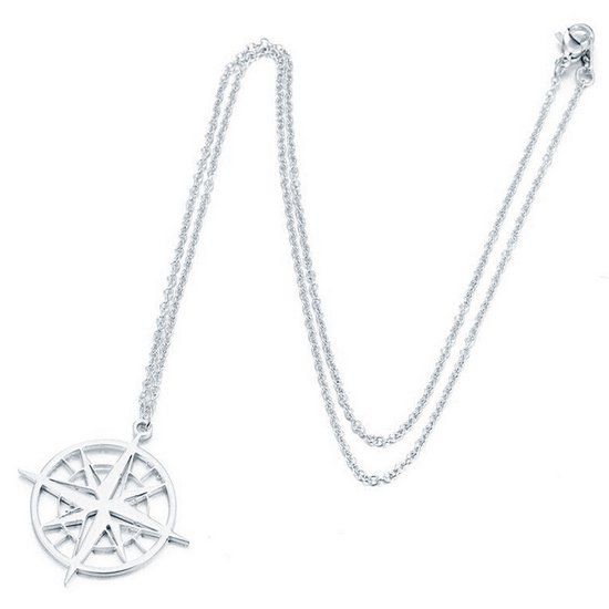 LGT JWLS LGT Jewels Dames ketting kompas Zilverkleurig