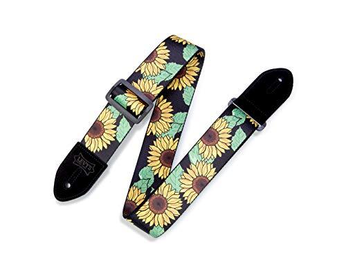 Levy's Leathers 2" Polyester Gitaar Strap Zonnebloem Design; Zwart, Geel, Groen, en Bruin MP2-009