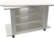 Ervesto Meuble TV bas - Meuble TV - Blanc 78x38x51 cm - Plateau pivotant - Compartiments de rangement - Sur roulettes