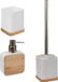 5five Badkamer/toilet accessoires set 3-delig - wit - bamboe - WC-borstel/tandenborstelhouder/zeeppompje