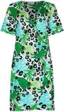 Pastunette - Jurk - Jungle - EcoVero Viscose - Korte mouw - Groen/Wit - Maat 48