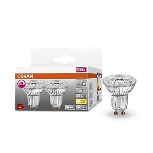 OSRAM Lamps OSRAM Superstar reflectorlamp, GU10-basis helder glas ,Warm wit (2700K), 230 Lumen, substituut voor 35W-verlichtingsmiddel dimbaar, 2-Pak