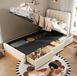 OKWISH Opbergbed 90x200 cm - Beige - Stof - Met Hydraulische Opbergruimte en LED-Verlichting - 3 Lades - Kinderbed Zonder Matras