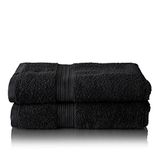 Glart Premium badstoffen handdoekenset, kleur: ZWART, 2 douchehanddoeken van 70 x 140 cm