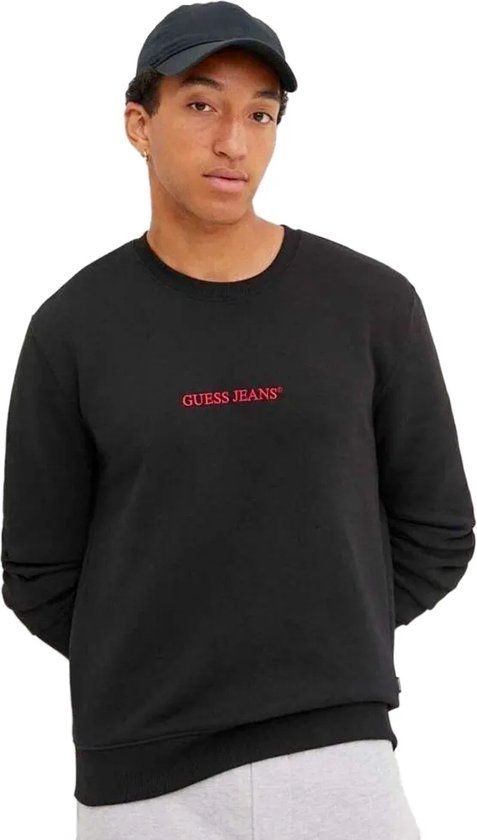 Guess GJ CN Slim Logo EMB Sweat sweatshirt heren (1 stuk), Jet Black A996, S