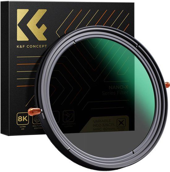 K&F Concept 77mm circulair polarisatiefilter & ND2-32 variabel grijsfilter Nano-X MRC HD 2-in-1 filter CPL ND