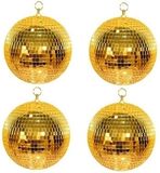 Merkloos / Sans marque 4x Disco spiegel ballen goud 30 cm