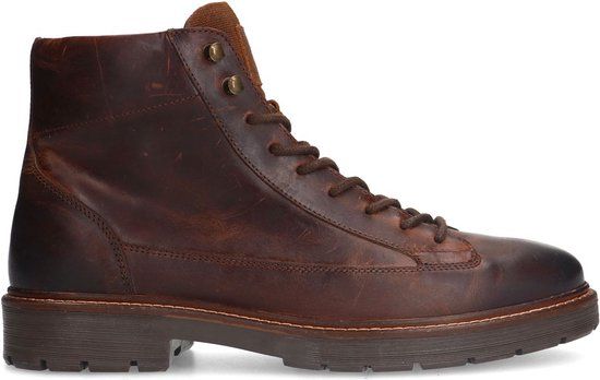 Manfield Heren Bruine Leren Veterboots Maat 40