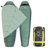 KADVA Campingslaapzak Faran R met rechtszijdige verbinding, 220 x 80 cm, blauwe slaapzak met hoofdkap, comforttemperatuur 10 graden, ideaal voor herfst-lente, ripstop-technologie (groen)