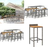 vidaXL 11-delige Tuinbarset poly rattan en massief acaciahout grijs