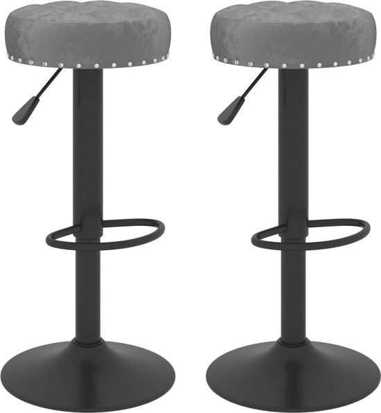 vidaXL Barkrukken - 2 stuks - Fluweel - Donkergrijs