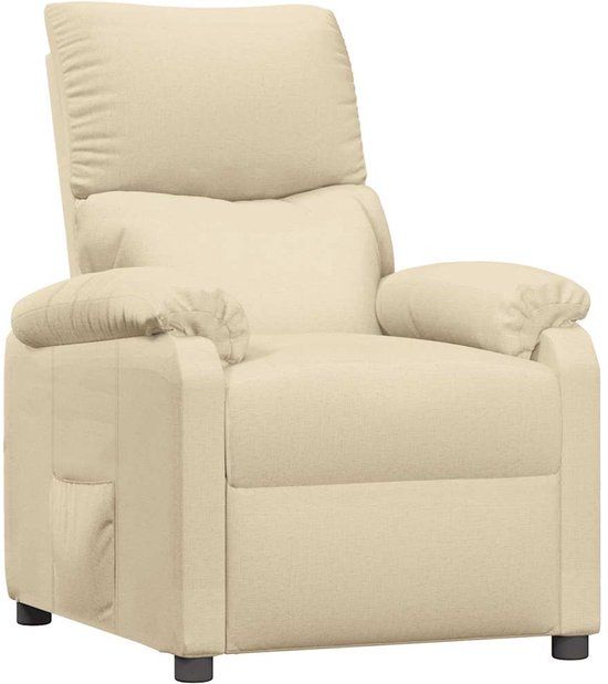 vidaXL Fauteuil verstelbaar stof crèmekleurig