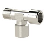 T-stuk, RIEGLER T-stuk, binnen/binnen/buiten, G/R 3/4, SW 25, werkdruk max. 60 bar, bedrijfstemperatuur max. 150 °C, messing vernikkeld