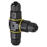 EMOS Connector T-type voor kabeldiameter 3X 0,75-2,5 mm2, verbindingsstekker 2,6 x 9 x 6,2 cm, IP68 waterdicht, stofdicht, schokbestendig, tot 85 °C gebruikstemperatuur, zwart, ZS9030