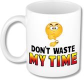 Bellatio Decorations Collega Cadeau Koffiemok - wit - Dont waste my Time - 300 ml - Kantoorhumor serie