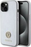 Guess Strass Metal Logo Coque arrière - Apple iPhone 15 - Argent